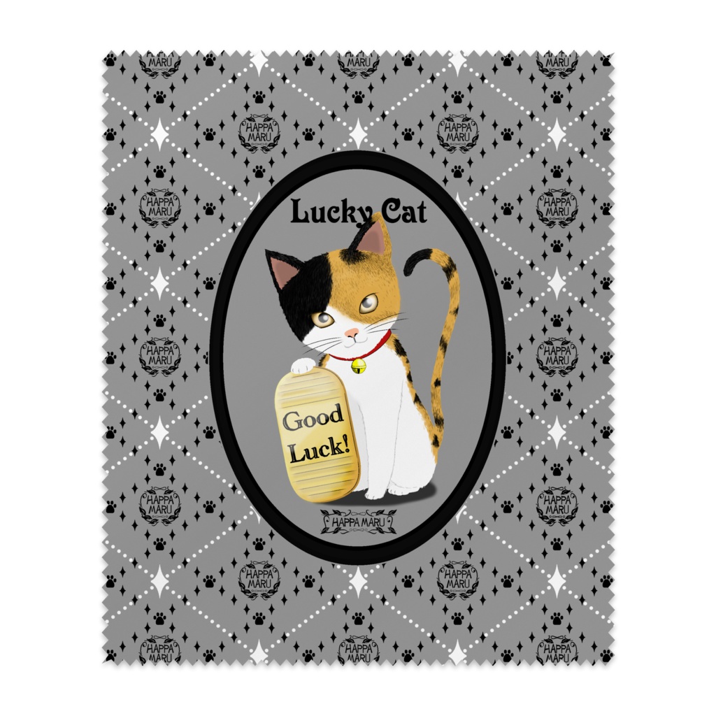 招き猫マイクロファイバークロス-1＿三毛猫ver＿7色