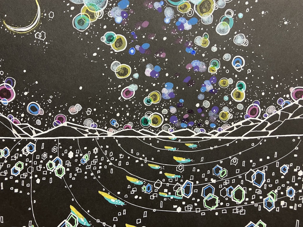 原初塩湖と夜空