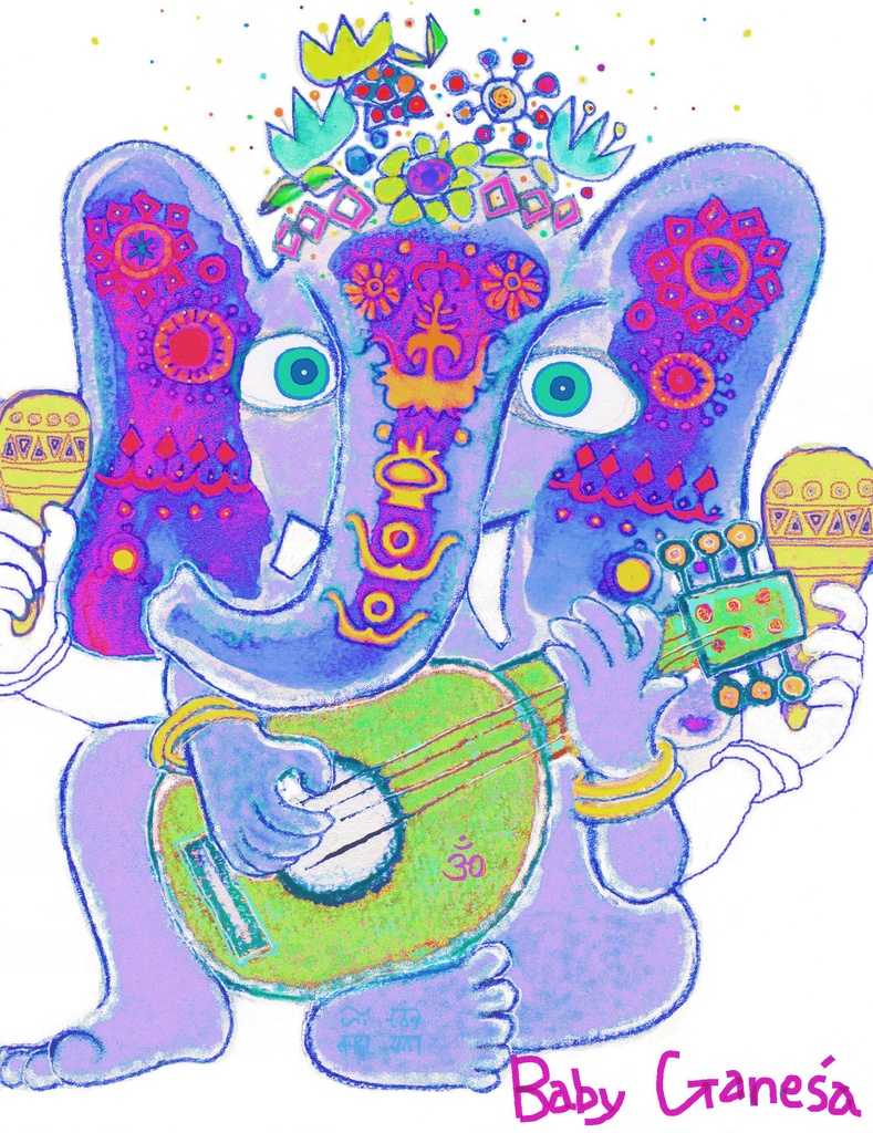 ミラクル ガネーシャ Tシャツ パープルA (गणेश, gaṇeśa, Ganesha)