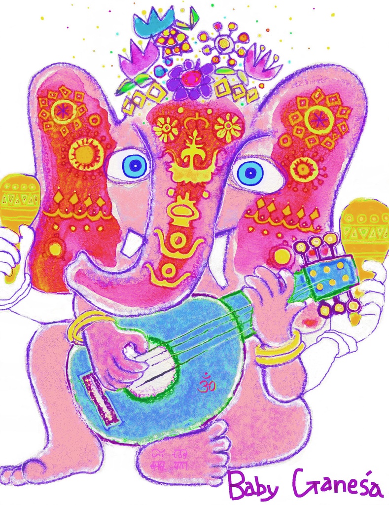 ミラクル ガネーシャ Tシャツ ピンクA (गणेश, gaṇeśa, Ganesha)