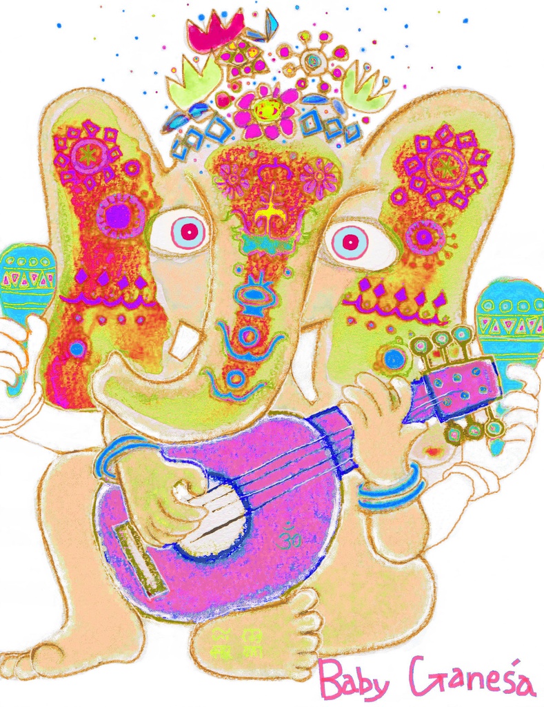 ミラクル ガネーシャ Tシャツ イエローA (गणेश, gaṇeśa, Ganesha)