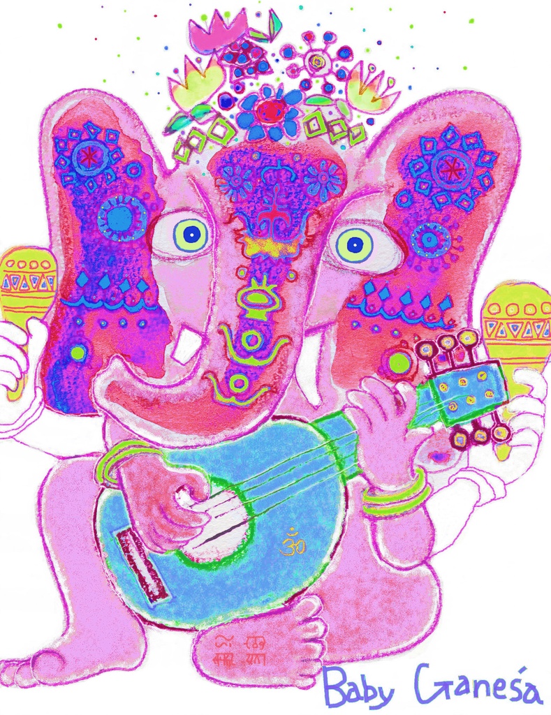 ミラクル ガネーシャ Tシャツ ピンクB (गणेश, gaṇeśa, Ganesha)