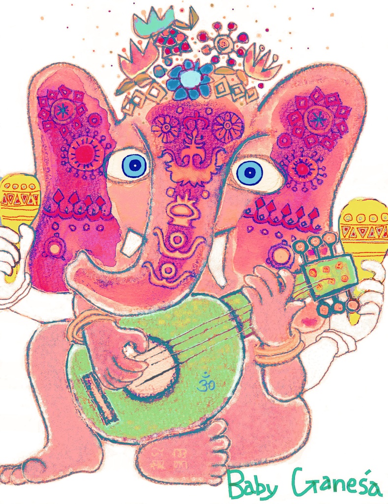 ミラクル ガネーシャ Tシャツ ピンクC (गणेश, gaṇeśa, Ganesha)