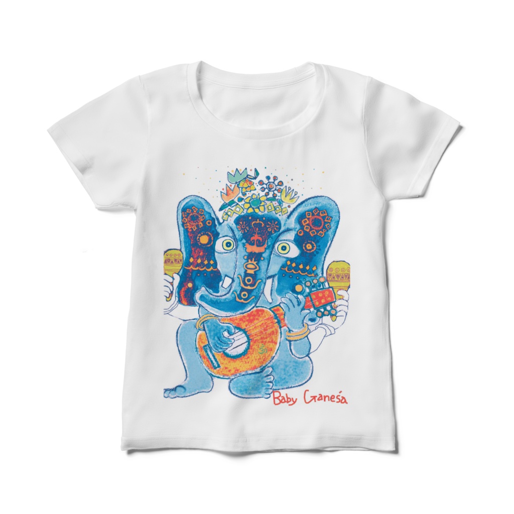 レディースTシャツ ミラクル ガネーシャ ブルーA (गणेश, gaṇeśa, Ganesha)