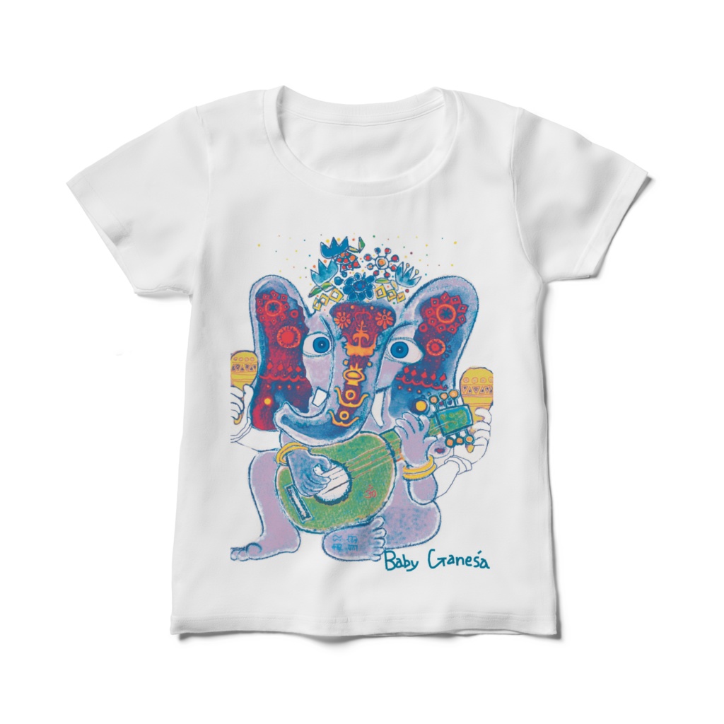 レディースTシャツ ミラクル ガネーシャ ブルーB (गणेश, gaṇeśa, Ganesha)