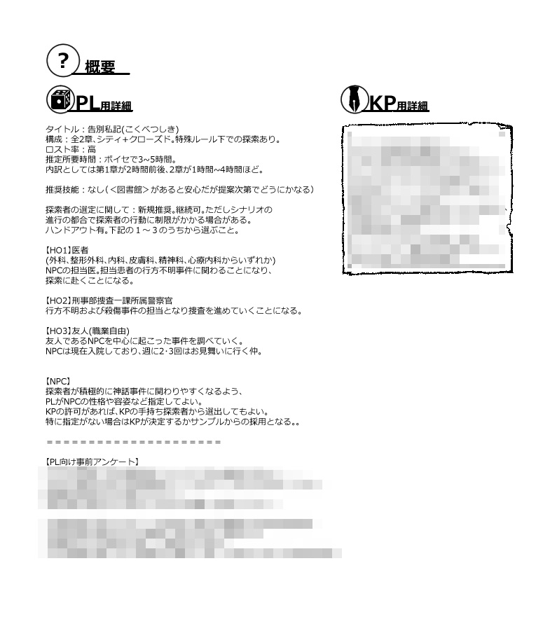 【CoC6版】告別私記