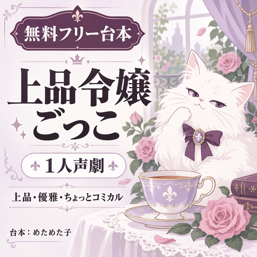 【無料フリー台本】上品令嬢ごっこ【1人声劇／令嬢役／優雅・かわいい】