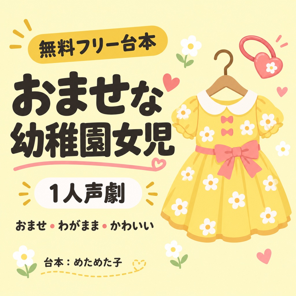 【無料フリー台本】おませな幼稚園女児【1人声劇/子ども役/おませ・かわいい】