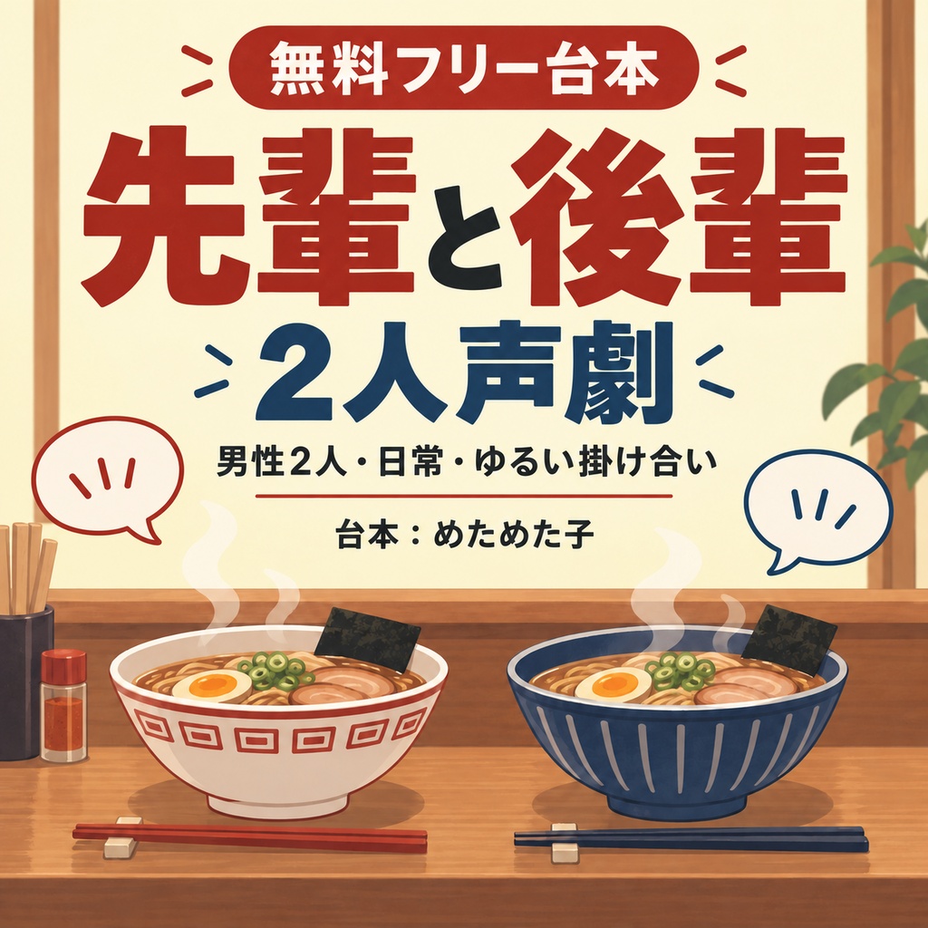 【無料フリー台本】先輩と後輩【2人声劇／男性2人／日常会話】