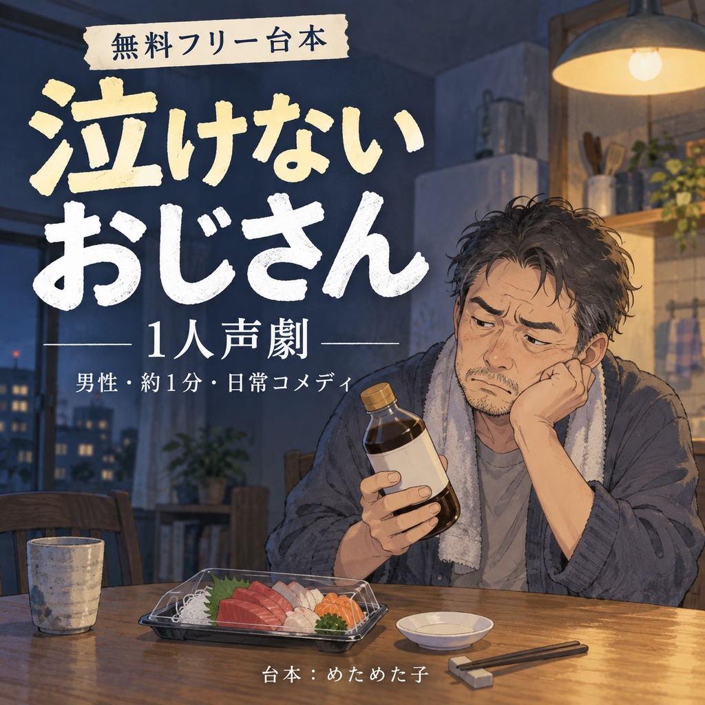 【無料フリー台本】泣けないおじさん【1人声劇／男性／日常コメディ】