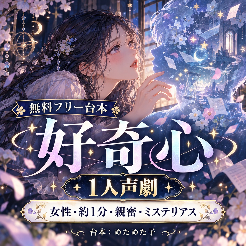 【無料フリー台本】好奇心【1人声劇／女性／親密・ミステリアス】