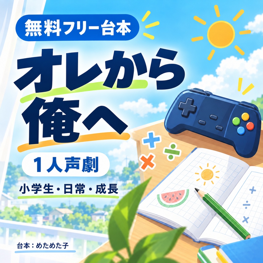 【無料フリー台本】オレから俺へ【1人声劇/小学生男子/日常・成長】