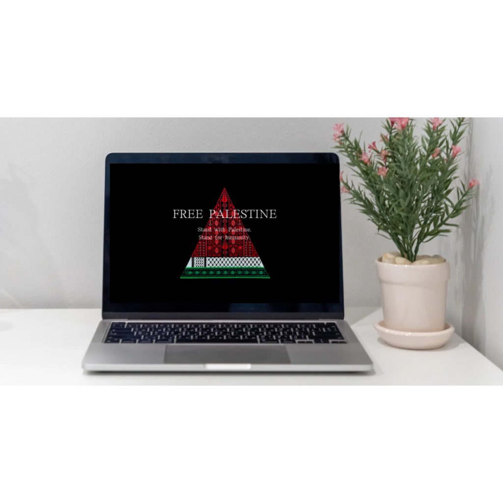 【パレスチナ支援】PC用壁紙ダウンロード (刺繍スイカA)