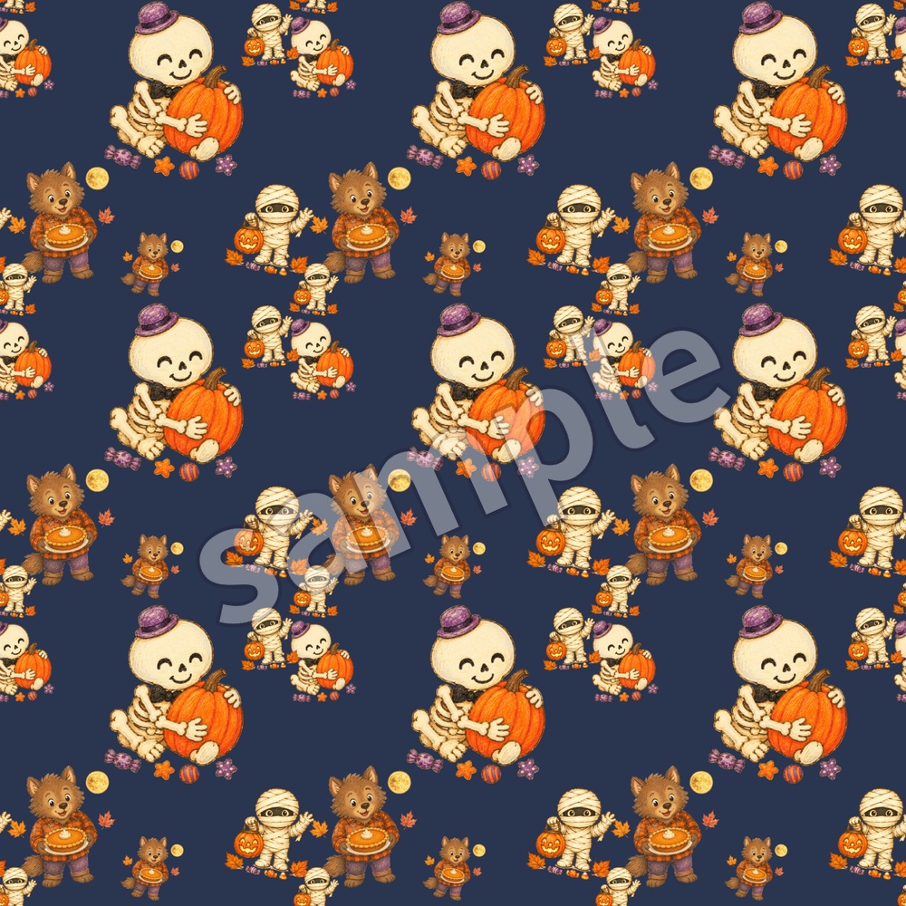 【商用利用OK】ハロウィン柄デジタルペーパー10枚セット|レトロかわいい手描き風・シームレス・高解像度PNG