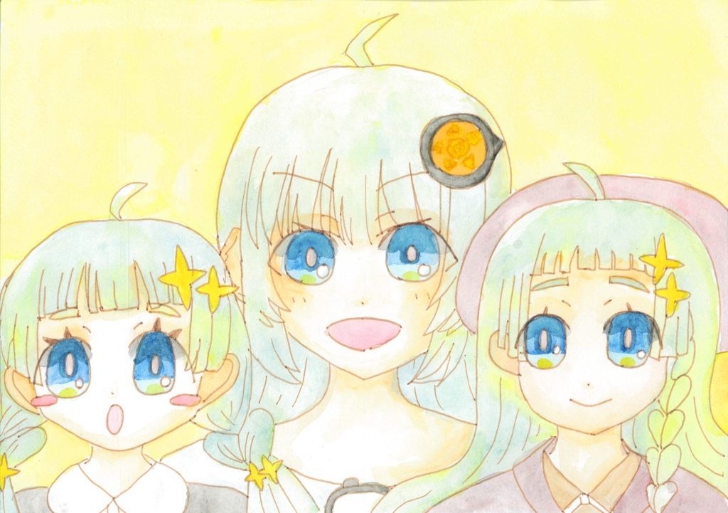 B5サイズ原画　紲星あかり・蕾・萌