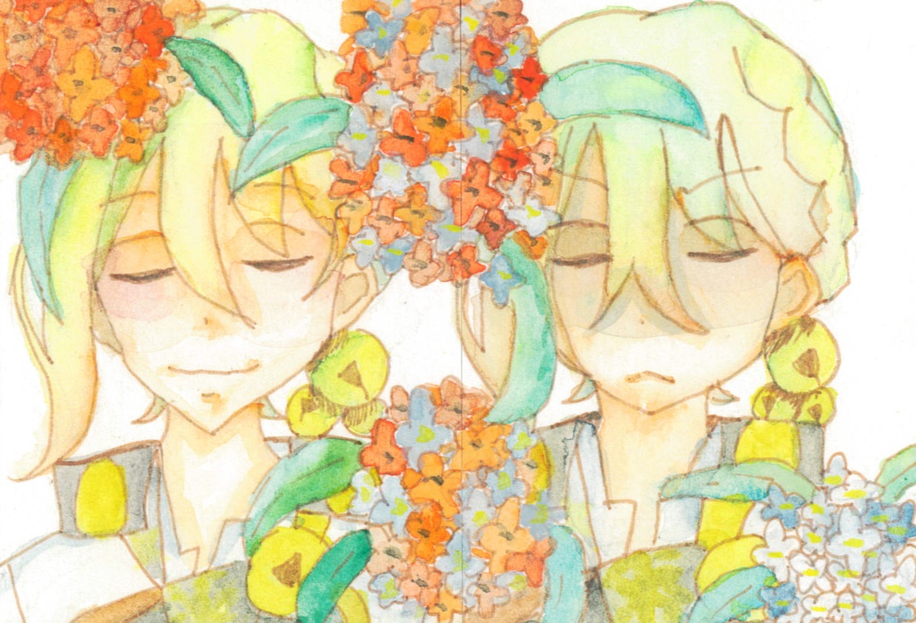 ATCカード2枚原画　伊織弓鶴と冥と金木犀と銀木犀