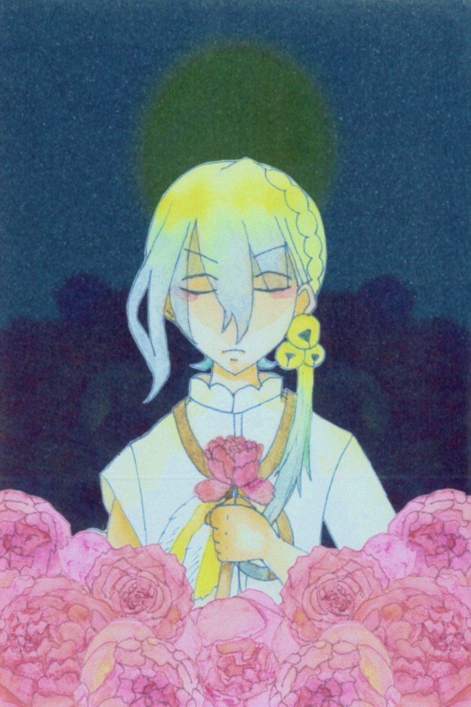 ポストカード　伊織弓鶴(冥)とバラ