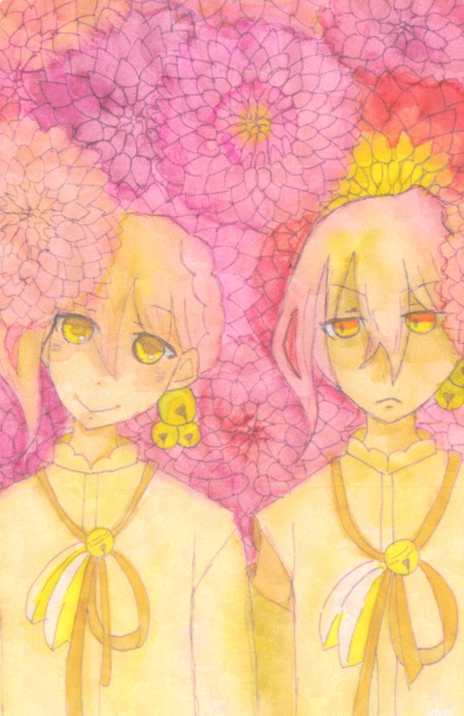 ポストカード　伊織弓鶴と冥とダリア