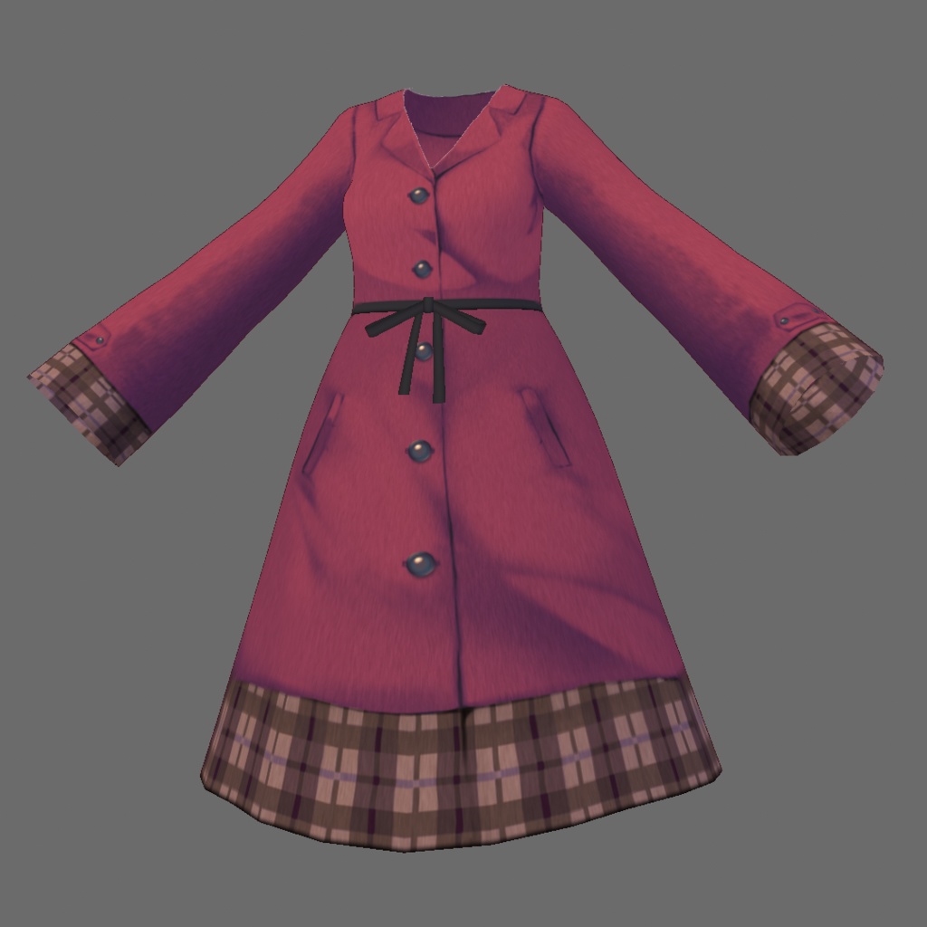 【For VRoid1.0】Saku*saku チェック柄ボアコート/Checkered Boa Coa