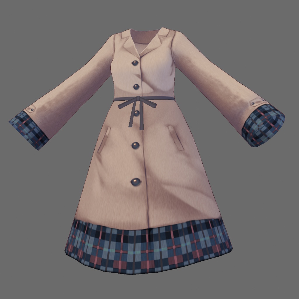 【For VRoid1.0】Saku*saku チェック柄ボアコート/Checkered Boa Coa