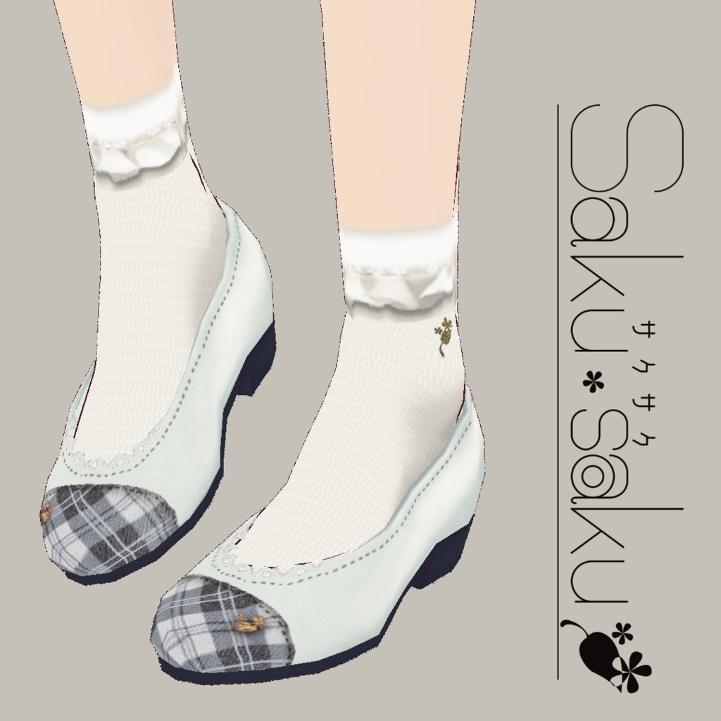 【For VRoid1.0】Saku*saku チェックレザーシューズ01/Chacked Leather Shoes 01