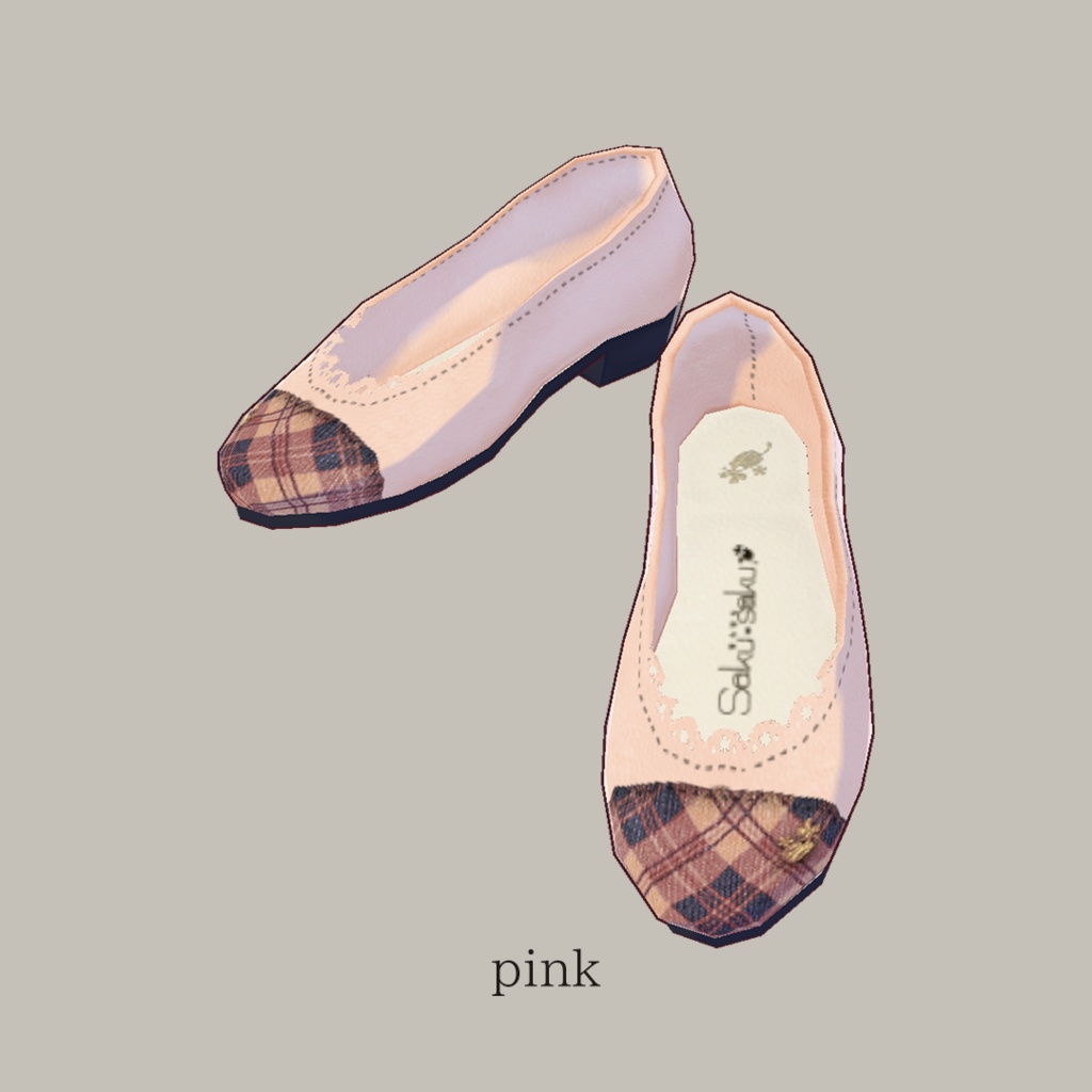 【For VRoid1.0】Saku*saku チェックレザーシューズ01/Chacked Leather Shoes 01