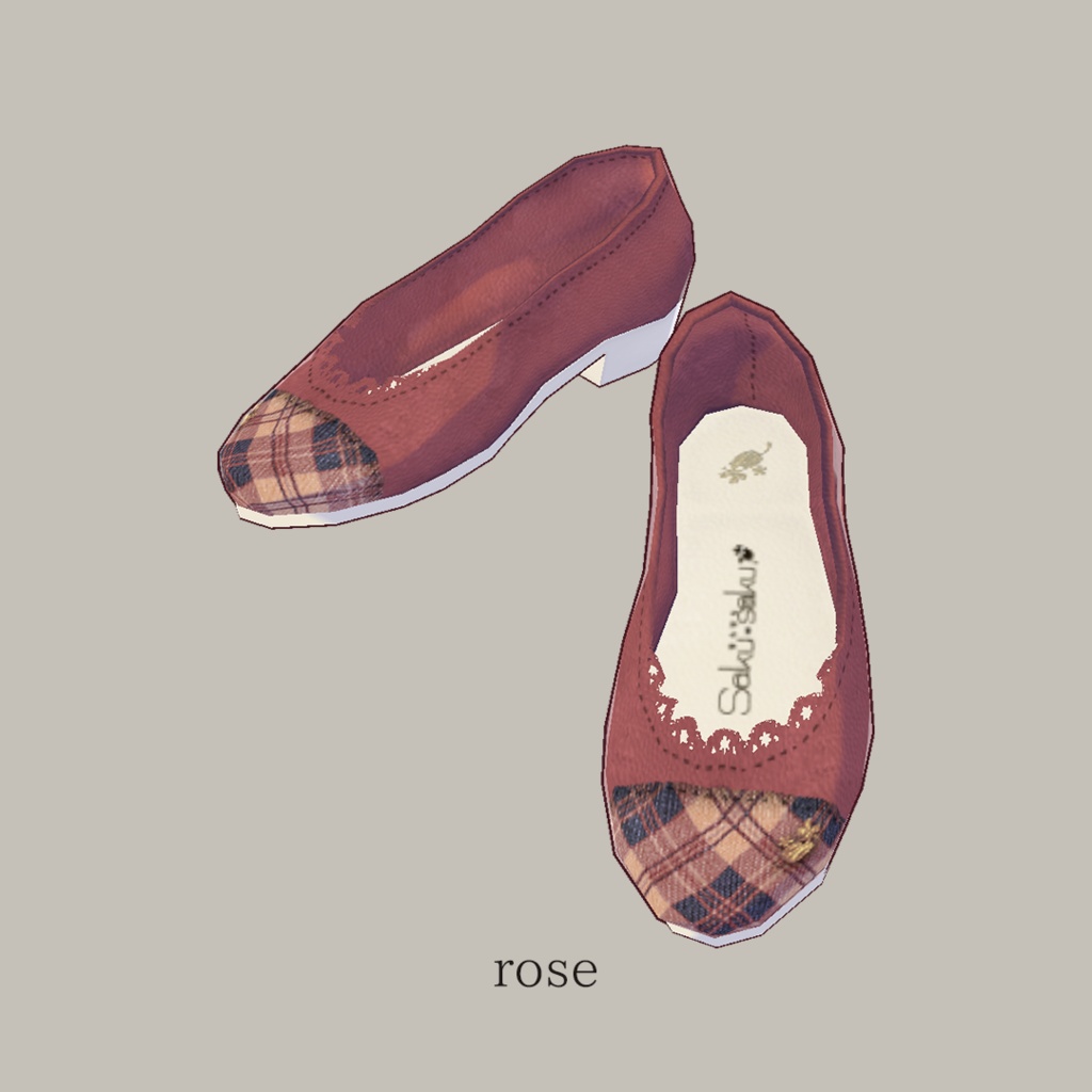 【For VRoid1.0】Saku*saku チェックレザーシューズ01/Chacked Leather Shoes 01