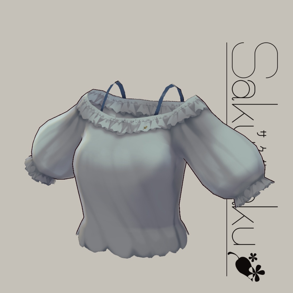 【For VRoid1.0】Saku*saku デコルテフリルブラウス/Decollete Blouse