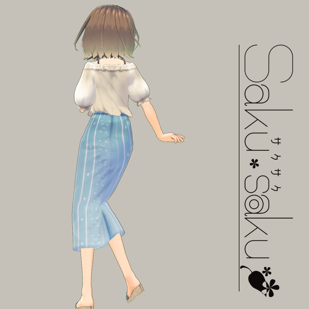 【For VRoid1.0】パステルストライプスカート/Pastel Stripe Skirt