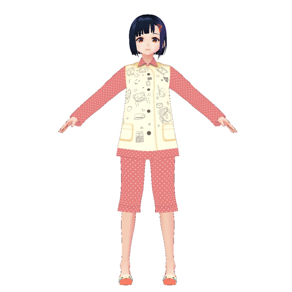 【For VRoid1.0】らくがきクマパジャマセット Graffiti Bear Pajama Set