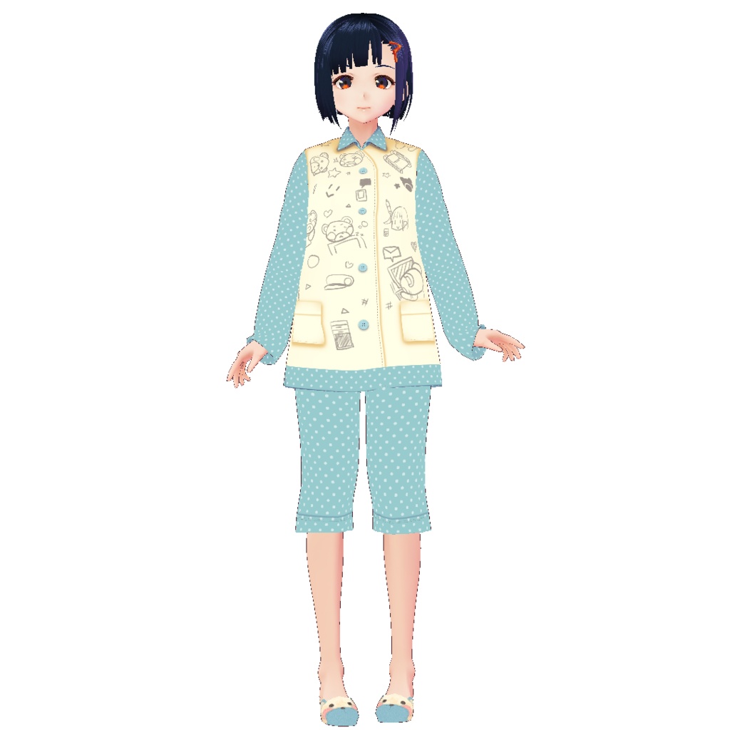 【For VRoid1.0】らくがきクマパジャマセット Graffiti Bear Pajama Set