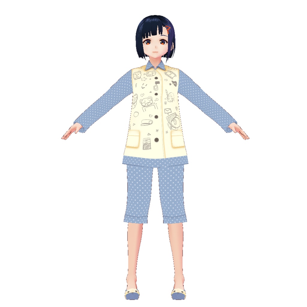【For VRoid1.0】らくがきクマパジャマセット Graffiti Bear Pajama Set