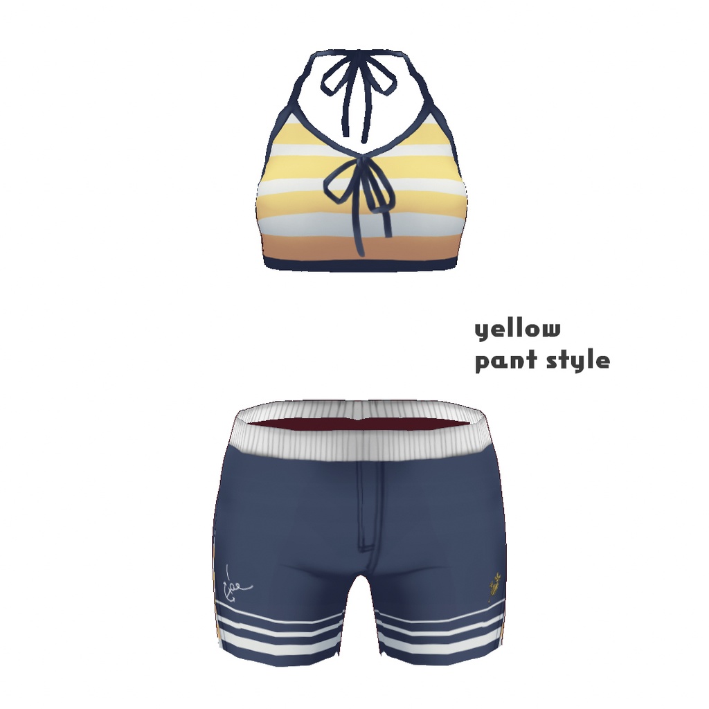【For VRoid1.0】Saku*saku ボーダー2way水着セット/Striped 2-Way Swimsuit Set