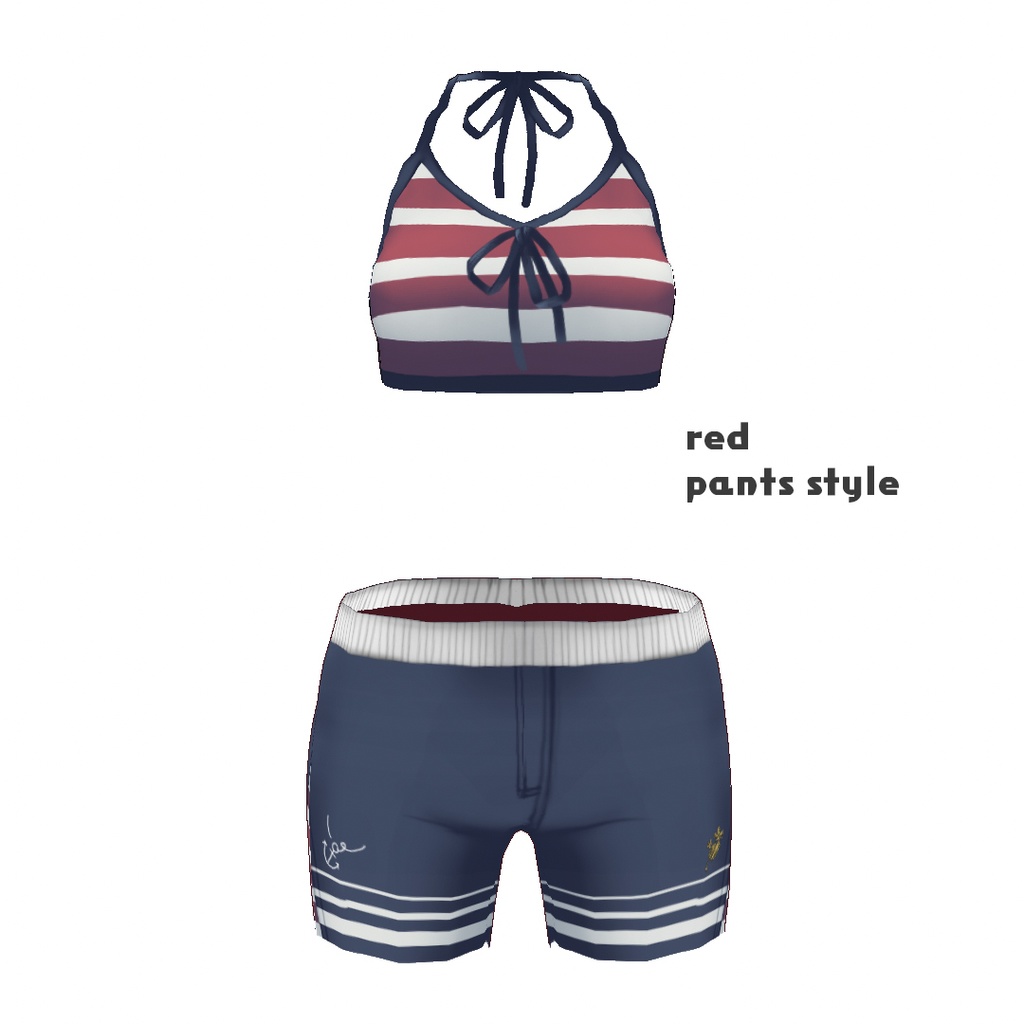 【For VRoid1.0】Saku*saku ボーダー2way水着セット/Striped 2-Way Swimsuit Set