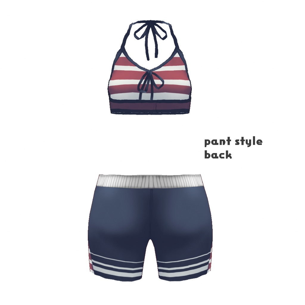 【For VRoid1.0】Saku*saku ボーダー2way水着セット/Striped 2-Way Swimsuit Set