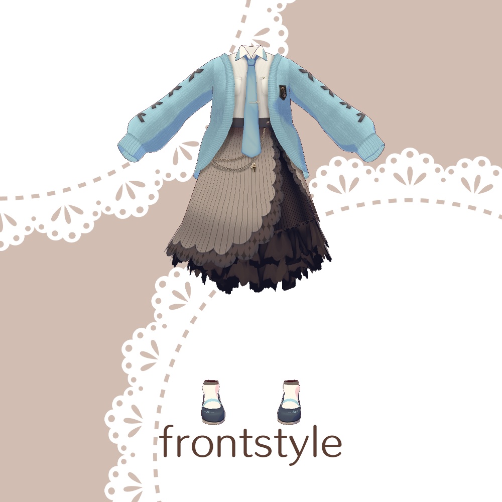 【for VRoid1.0〜 onry】Saku*saku スカラップニットコーデ/scalloped knit code set