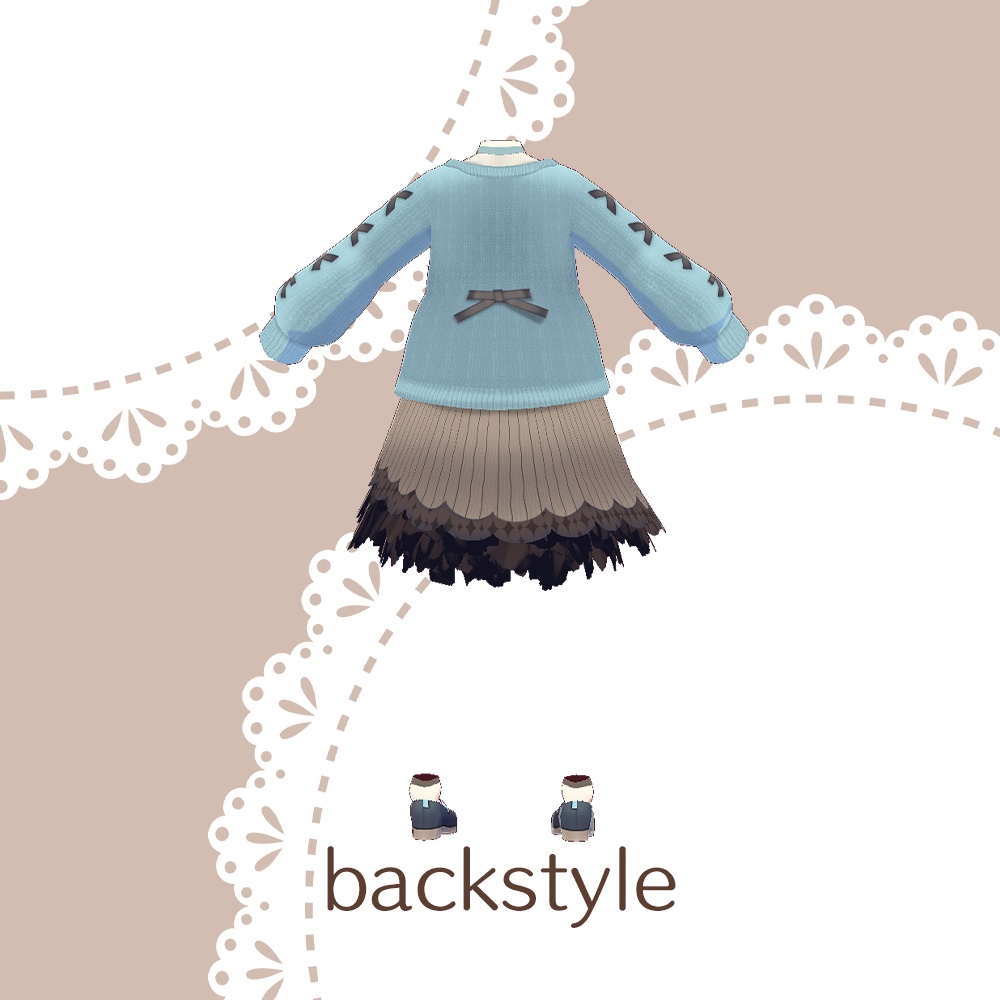 【for VRoid1.0〜 onry】Saku*saku スカラップニットコーデ/scalloped knit code set