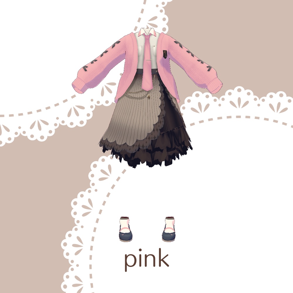 【for VRoid1.0〜 onry】Saku*saku スカラップニットコーデ/scalloped knit code set