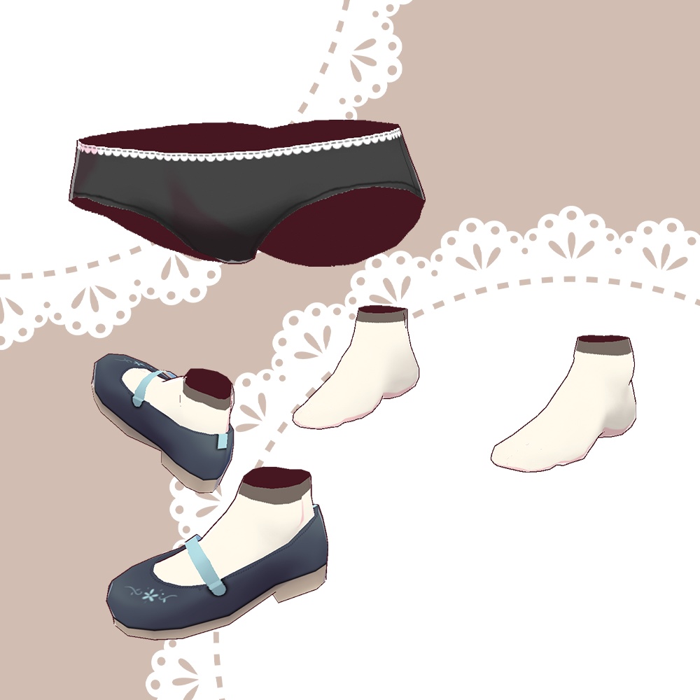 【for VRoid1.0〜 onry】Saku*saku スカラップニットコーデ/scalloped knit code set