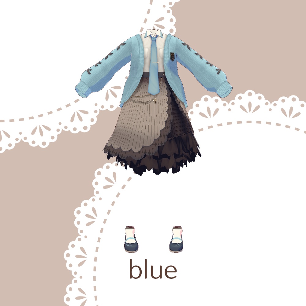 【for VRoid1.0〜 onry】Saku*saku スカラップニットコーデ/scalloped knit code set