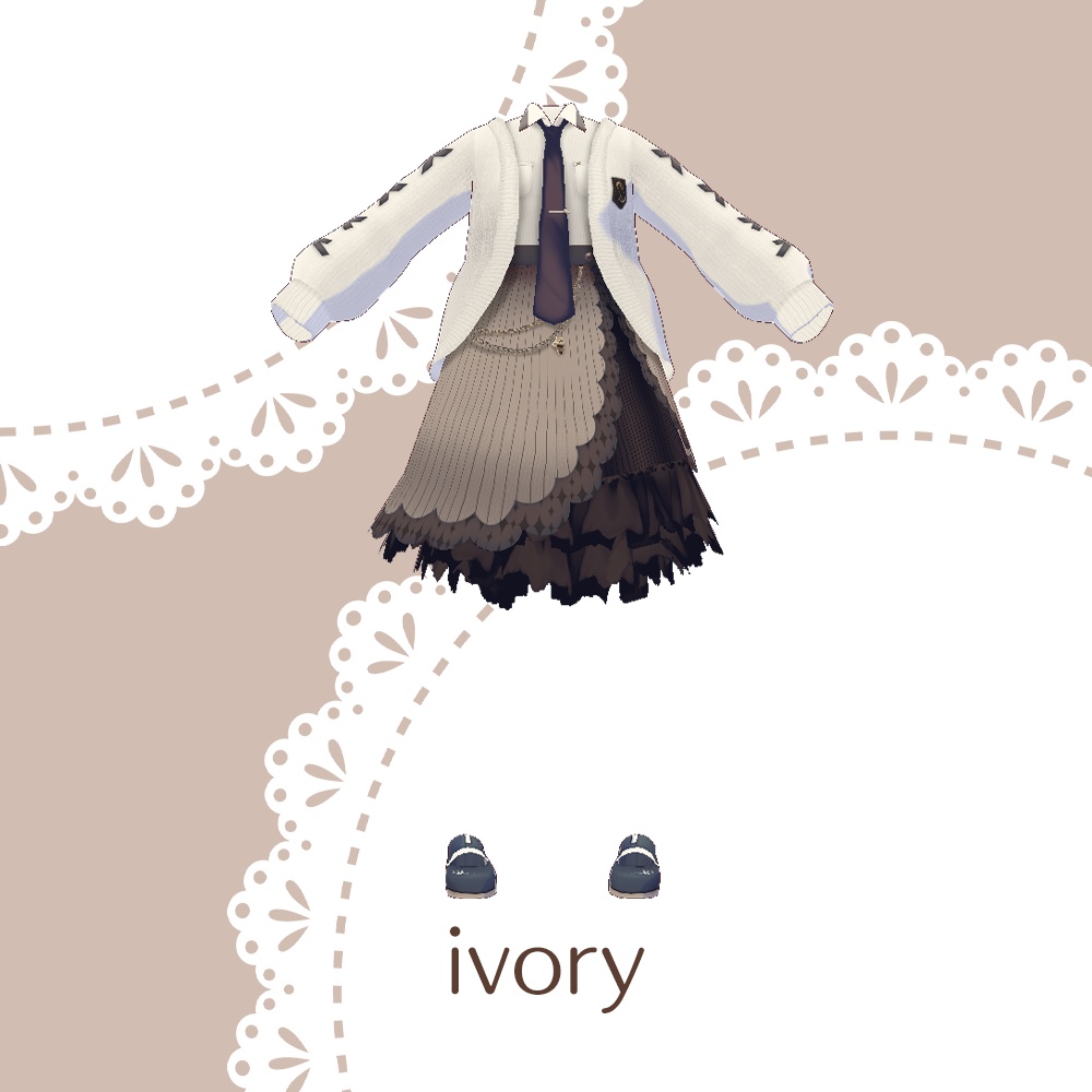 【for VRoid1.0〜 onry】Saku*saku スカラップニットコーデ/scalloped knit code set