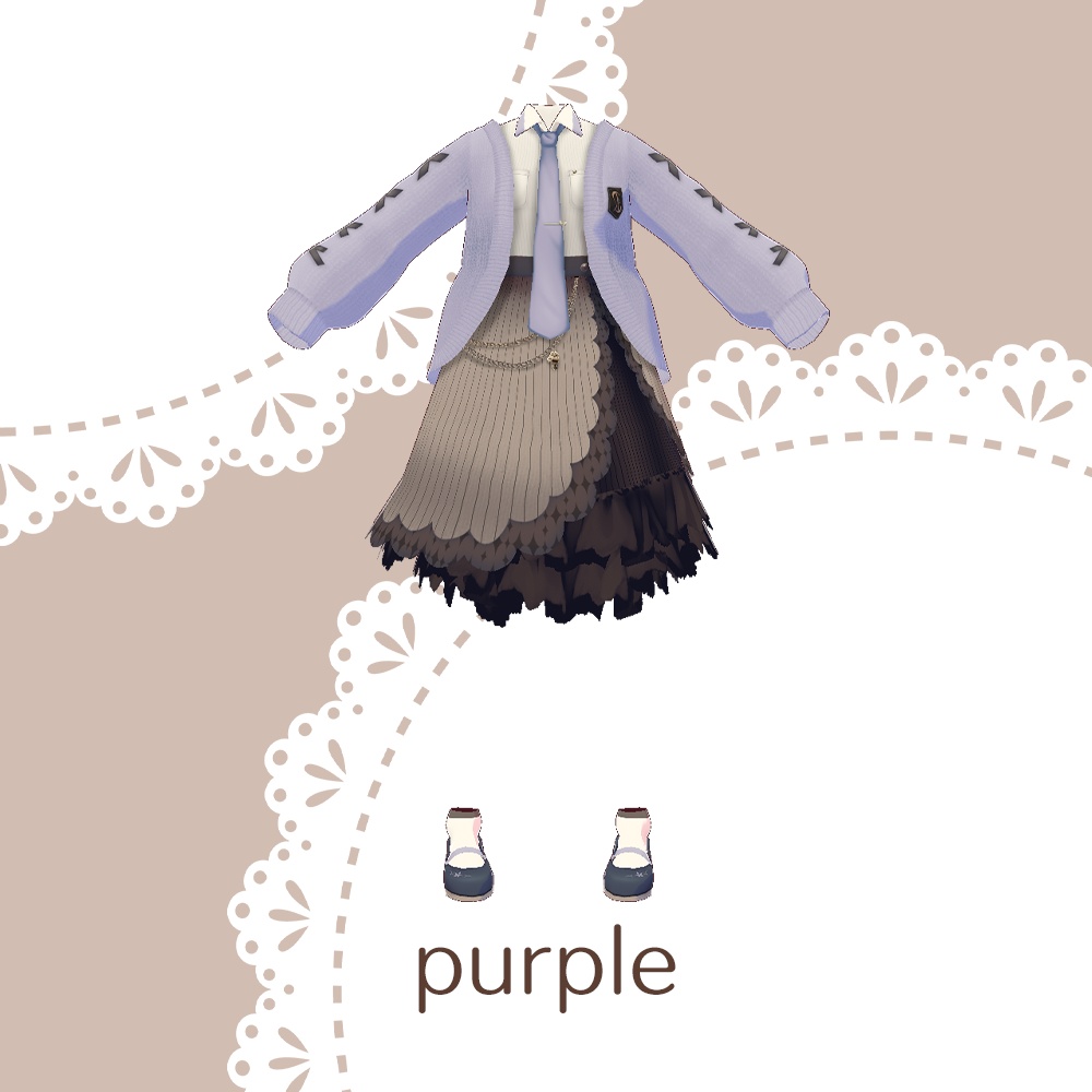 【for VRoid1.0〜 onry】Saku*saku スカラップニットコーデ/scalloped knit code set