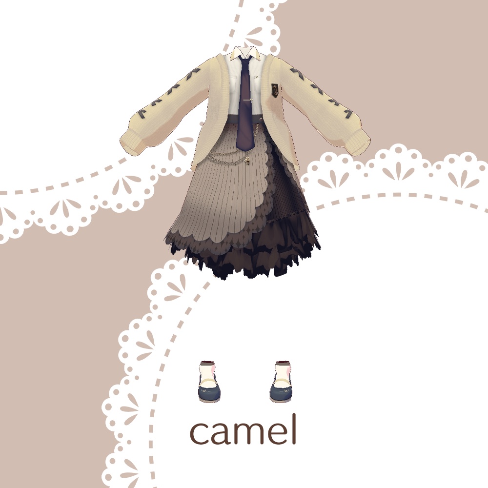 【for VRoid1.0〜 onry】Saku*saku スカラップニットコーデ/scalloped knit code set