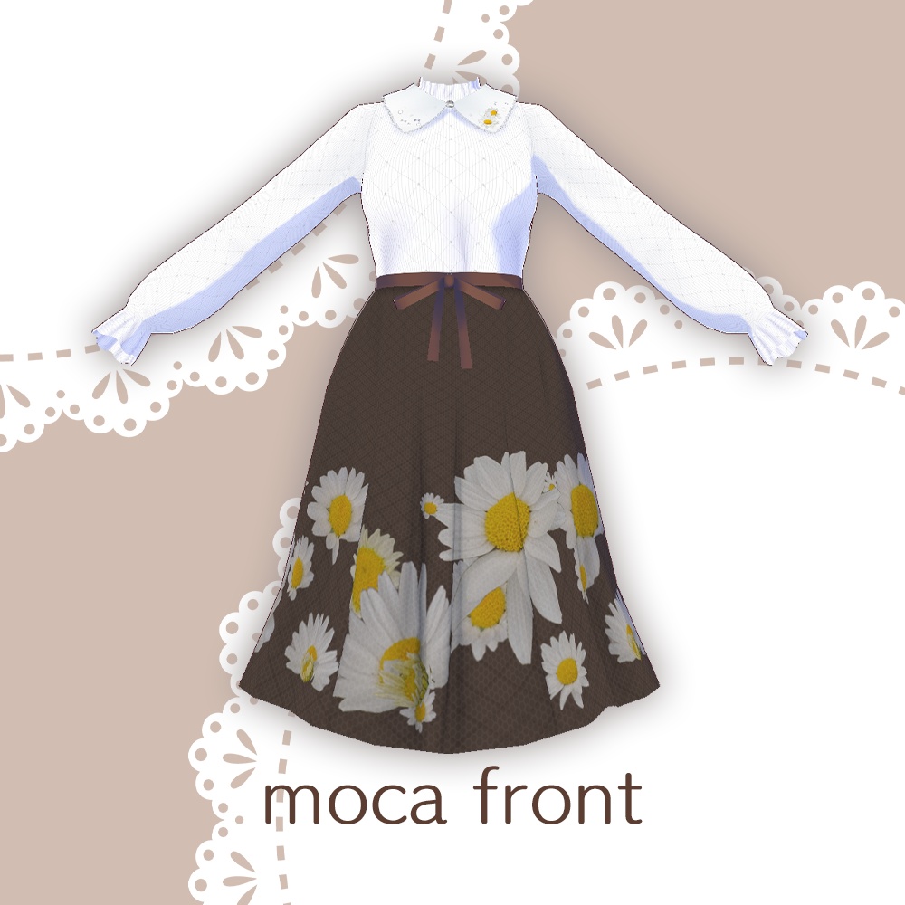 【for VRoid1.0〜 onry】Saku*saku カンシロギク柄上下コーデセット/Saku*saku Chrysanthemum paludosum codeset