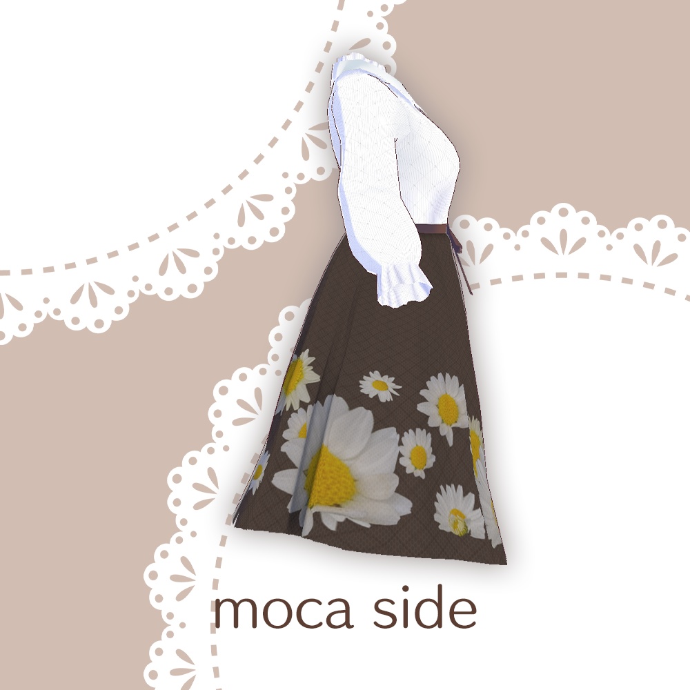 【for VRoid1.0〜 onry】Saku*saku カンシロギク柄上下コーデセット/Saku*saku Chrysanthemum paludosum codeset