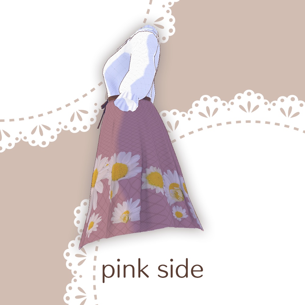 【for VRoid1.0〜 onry】Saku*saku カンシロギク柄上下コーデセット/Saku*saku Chrysanthemum paludosum codeset