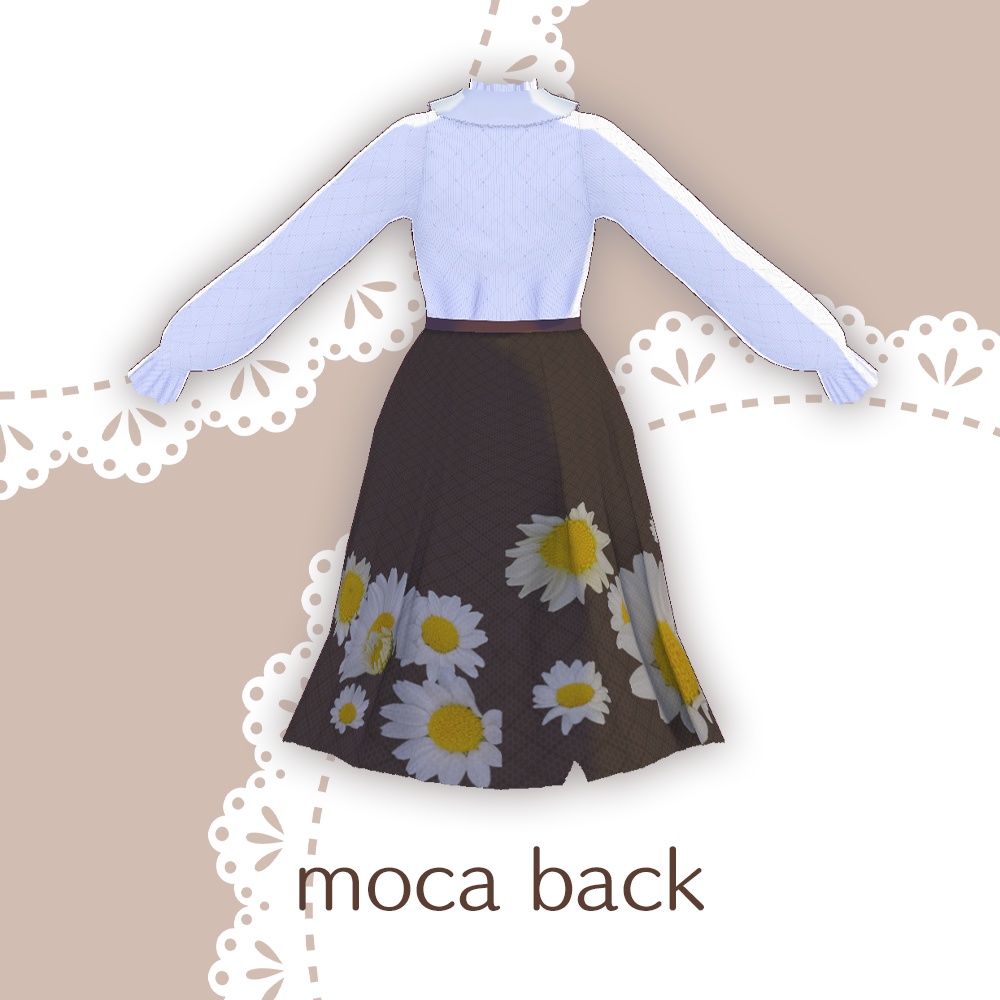 【for VRoid1.0〜 onry】Saku*saku カンシロギク柄上下コーデセット/Saku*saku Chrysanthemum paludosum codeset