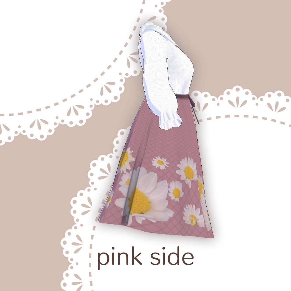 【for VRoid1.0〜 onry】Saku*saku カンシロギク柄上下コーデセット/Saku*saku Chrysanthemum paludosum codeset