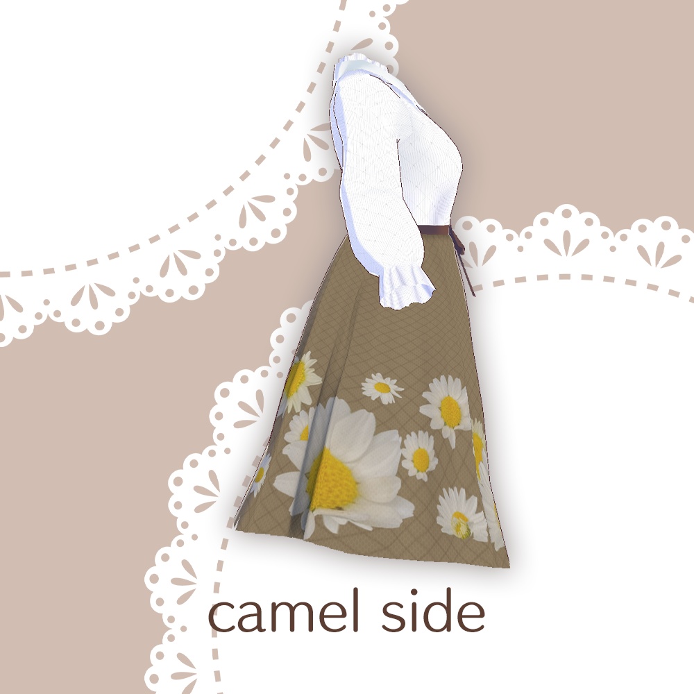 【for VRoid1.0〜 onry】Saku*saku カンシロギク柄上下コーデセット/Saku*saku Chrysanthemum paludosum codeset