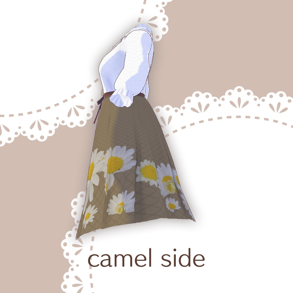 【for VRoid1.0〜 onry】Saku*saku カンシロギク柄上下コーデセット/Saku*saku Chrysanthemum paludosum codeset